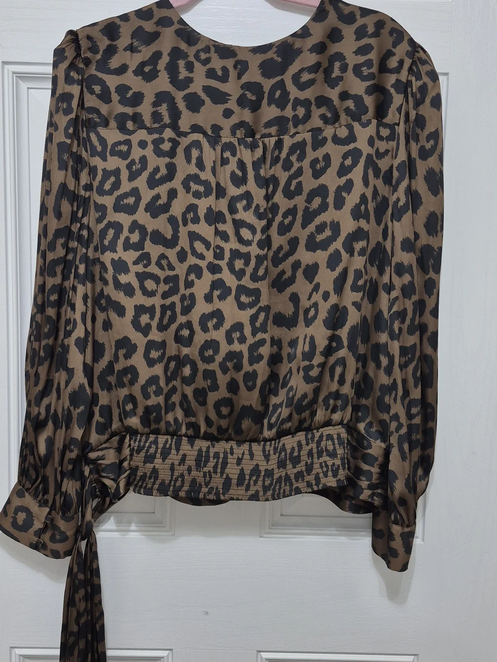 Banana Republic Brown and Black Leopard Print Tie-Waist Blouse